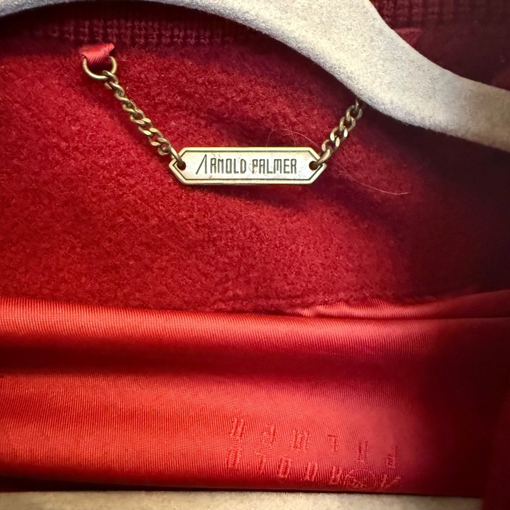 Arnold Palmer Red Wool Bomber Jacket Golf‎ Coat Collared Menswear - Picture 3 of 5